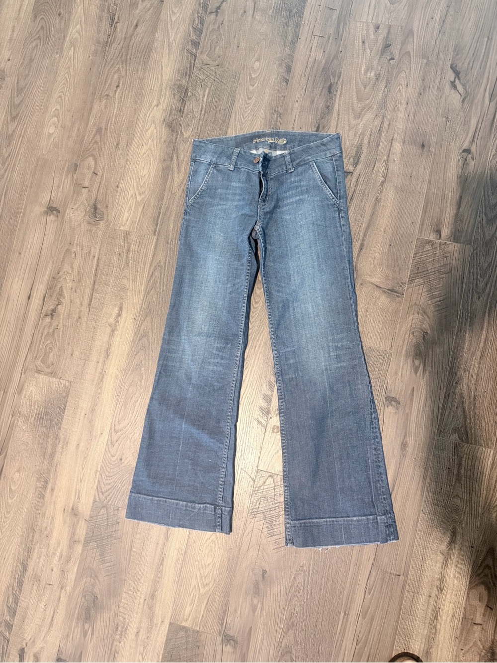 Vintage American Eagle Outfitters Medium Blue Wide-Leg Jeans